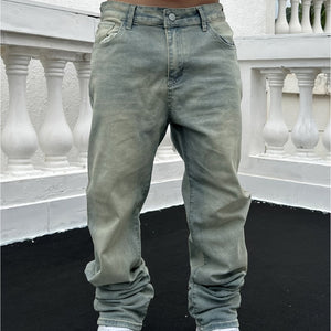 Herrenjeans | Gestapelt | Gewaschen | Baggy-Jeans | Locker sitzende Jeans-Fashion Peak