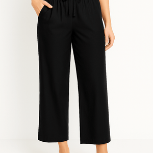 Hose mit Kordelzug – Elastischer Bund – Verkürzt – Gerade geschnittene Hose – Damenhose-Fashion Peak
