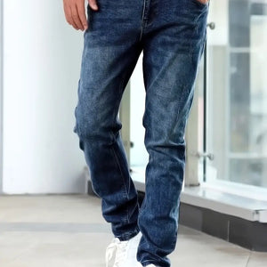 Schmal geschnittene Jeans | Blau | Vorgewaschen | Skinny Jeans | Herrenjeans-Fashion Peak