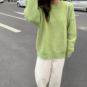 Strickpullover - Übergröße - Rundhalsausschnitt - Pullover - Damenstrickwaren-Fashion Peak
