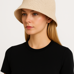 Strohhut Damen - Leichter Sommerhut im Bucket Stil-Fashion Peak