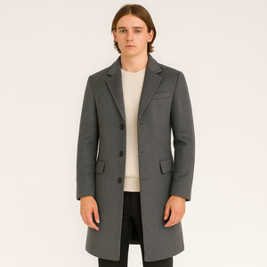 Trenchcoat – Einreihiger, mittellanger Wollmantel für Männer-Fashion Peak