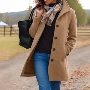 Trenchcoat aus Wolle - Einreihig - Mittellang - Wolljacke - Damenmantel-Fashion Peak