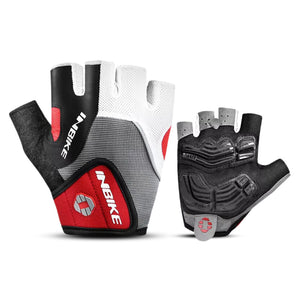 Kurzfingerhandschuh in Weiß Schwarz Rot mit gepolsterter schwarzer Handfläche | Fashion Peak