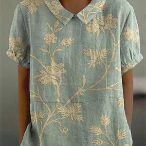 Blumenbluse | Kurzarm | Loose Fit | Sommertop-Fashion Peak