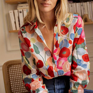 Bluse mit Knopfleiste | Bunter Blumenprint-Fashion Peak