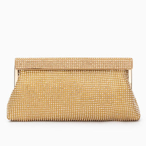 Goldene Clutch mit Strasssteinen besetzt, freistehend fotografiert | Fashion Peak