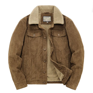 Cordjacke – Herren-Winterjacke mit Sherpa-Fleecefutter-Fashion Peak