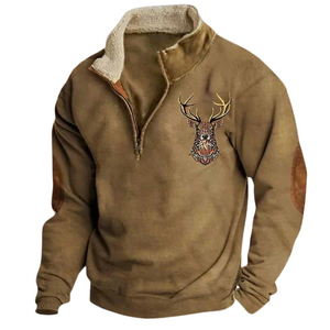 Fleece-Pullover – Warmer Fleece-Pullover mit halbem Reißverschluss für Männer für den Winter-Fashion Peak