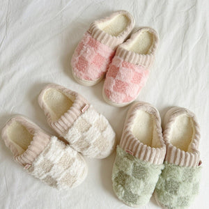 Hausschuhe Damen - Karo Flauschig Gerippt Plüsch-Fashion Peak