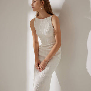 Minikleid – Weißes, figurbetontes Spaghettiträgerkleid für Damen-Fashion Peak