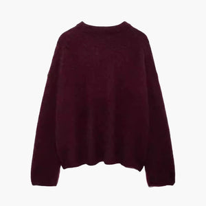 Oversize-Pullover – gestrickt – burgunderrot – Pullover – Damenstrickmode-Fashion Peak