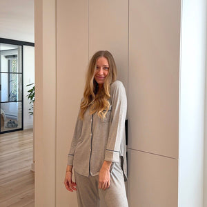 Schlafanzug Damen | Knopfleiste | Langarm Loungewear-Fashion Peak