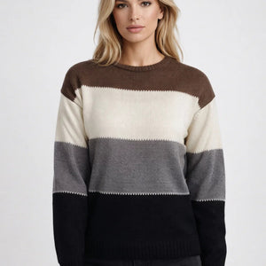 Strickpullover – Locker sitzender gestreifter Pullover für Frauen-Fashion Peak