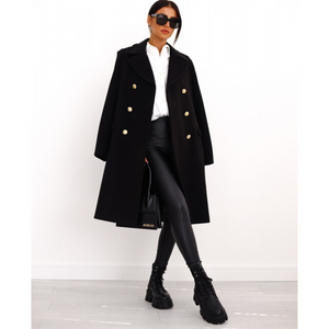 Winter-Trenchcoat – Zweireihig – Mit Kragen – Langer Mantel – Damenmantel-Fashion Peak
